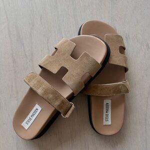 Steve Madden Brown Suede Slide Sandals